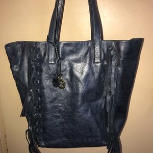 Lucky Brand Distressed Leather Fringed Tote